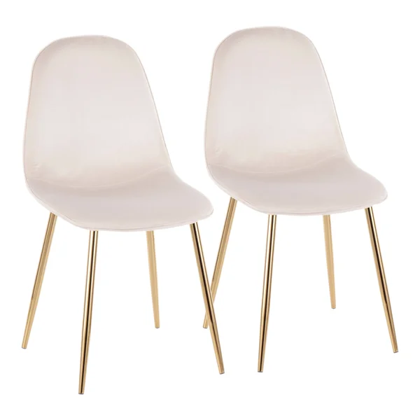 Pebble Chair - Set of 2 - Gold Steel, Green Velvet