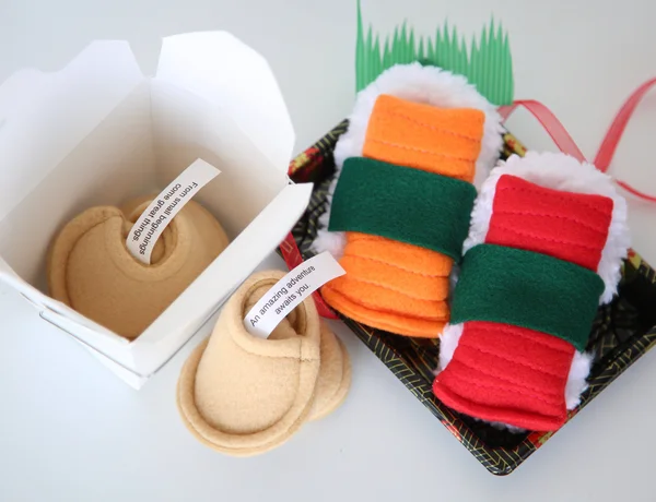 Fortune Cookie Booties and Sushi Booties - Two Pairs of Baby Shoes