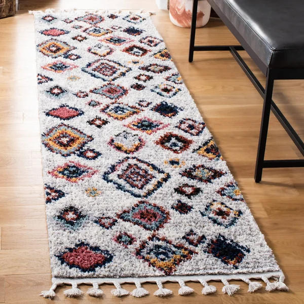 Safavieh Morocco Bohemian & Eclectic Tribal Cream/Multi Polyester Rug - 2&2x22 x 11& Runner