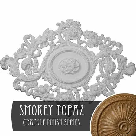 Ekena Millwork CM30KISTC 30 3/8x22W x 20 3/4x22H x 1x22P Kinsley Flowing Leaf Ceiling Medallion - Hand-Painted Smokey Topaz Crack