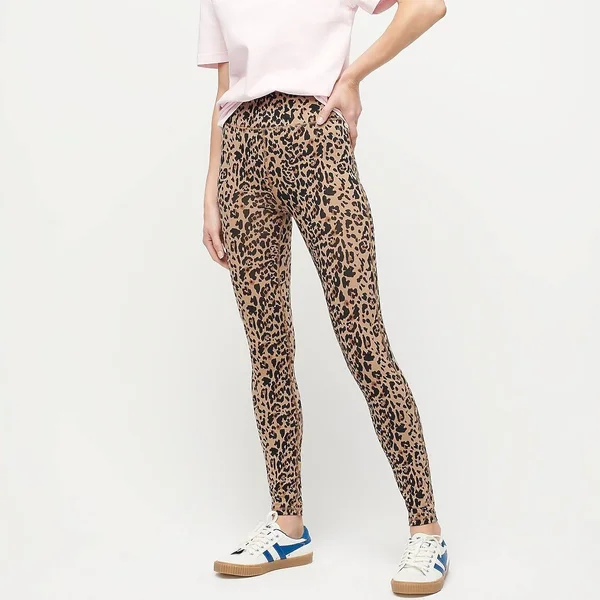 J.Crew Womens 7/8 High-Rise Leggings in Leopard (Size Large)