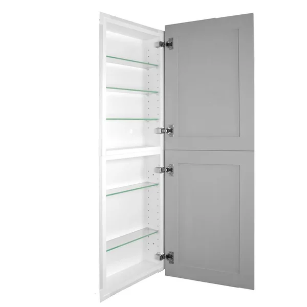 WG Wood Products Silverton 14 in. x 44 in. x 4 in. Frameless Recessed Medicine Cabinet/Pantry - White Box and Primed Gray Door