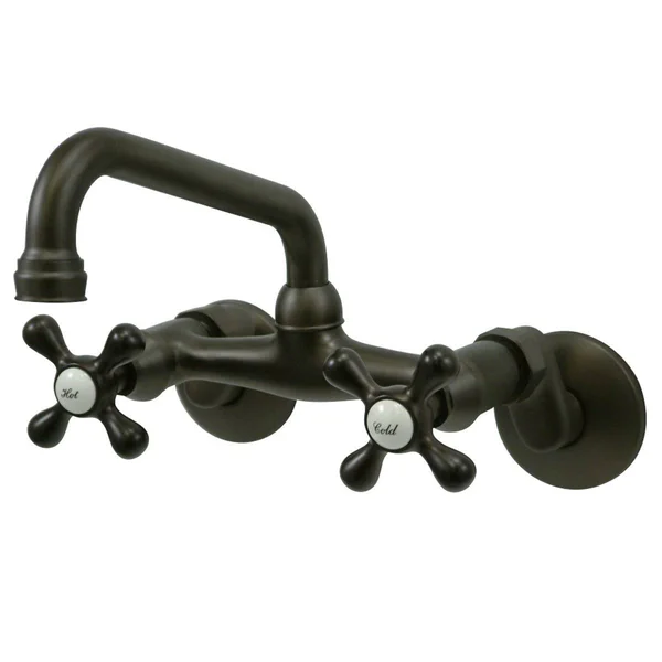 Kingston Brass Ks213sb Magellan 6x22 Adjustable Center Wall Mount Kitchen Faucet, Brushed Brass