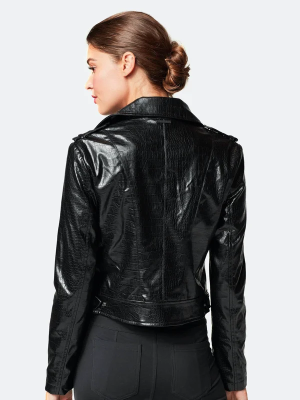 Blanc Noir Eco Infused City Moto Jacket - Black Crocodile - S