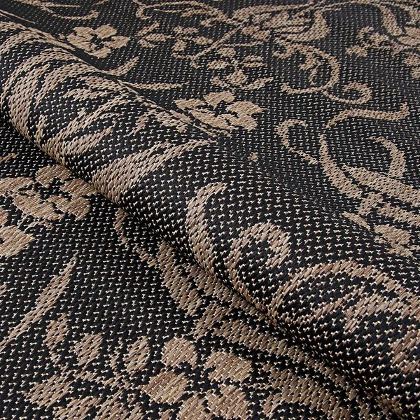 Couristan Recife Garden Cottage Area Rug - 8&6 inch Round, Black-Cocoa