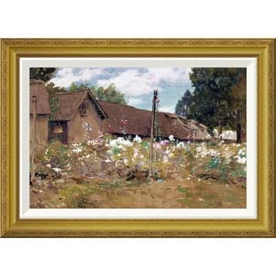 Global Gallery 'English Garden' by Childe Hassam Framed Painting Print