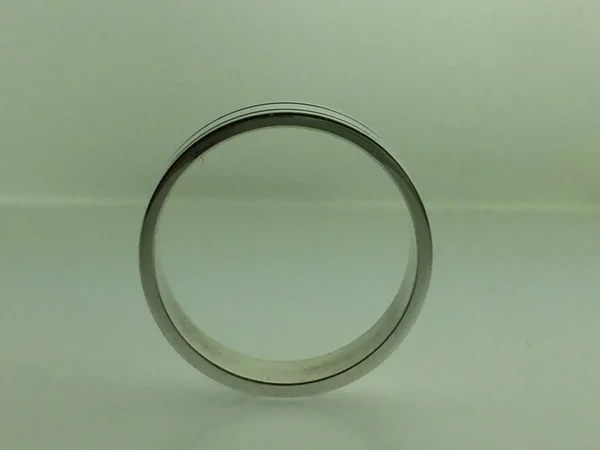 Polished Sterling Silver 6mm Double Black Groove Wedding Band 3.5