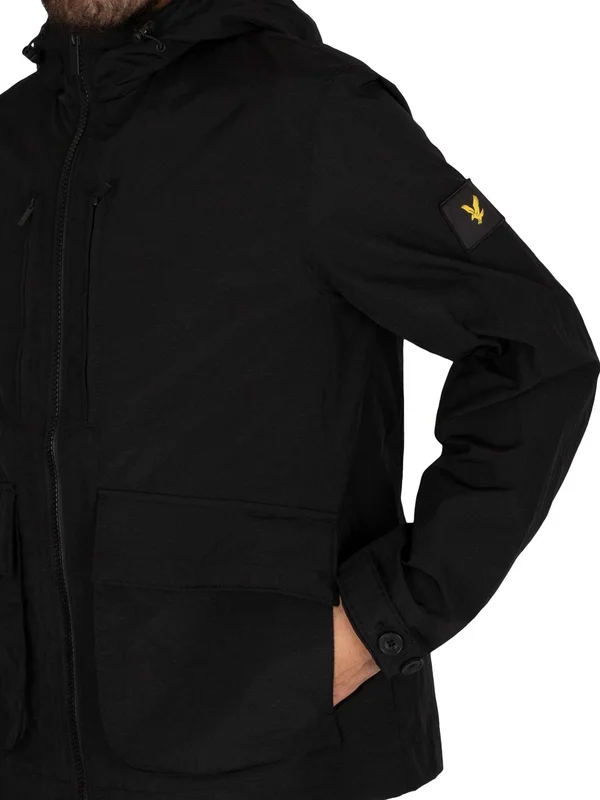 Lyle & Scott Mens&s Hooded Jacket - Jet Black, JK1425V-Z865, Size: M