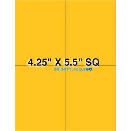 Infinity Labels Fluorescent Orange Paper [500 sheets] 4.25 x 5.5 Laser Sheets. 4 Labels per Sheet