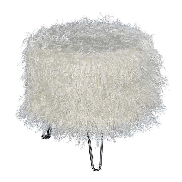 Powell, Picasso White Faux Fur Stool