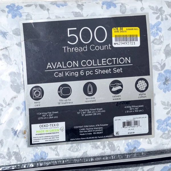 Sunham Avalon 500 TC Sateen 6-Pc Sheet Set Cal-King