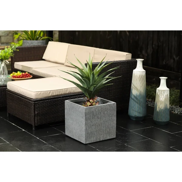 Luxen Home 11.75in. H Square Gray MgO Planter