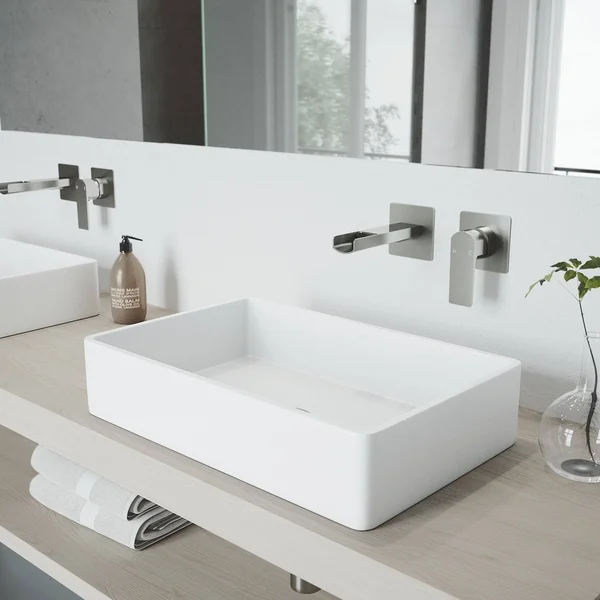 Vigo Atticus Brushed Nickel Wall Mount Bathroom Faucet