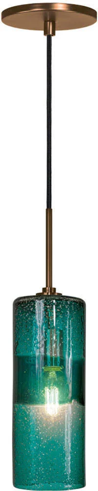 Jesco Lighting PD408-TE-BZ 1 Light Line Voltage Pendant & Canopy with Bronze Socket Teal