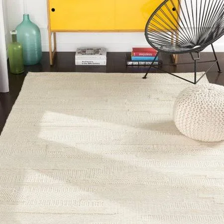 Lippa Textured Handmade Flatweave Wool Beige Area Rug