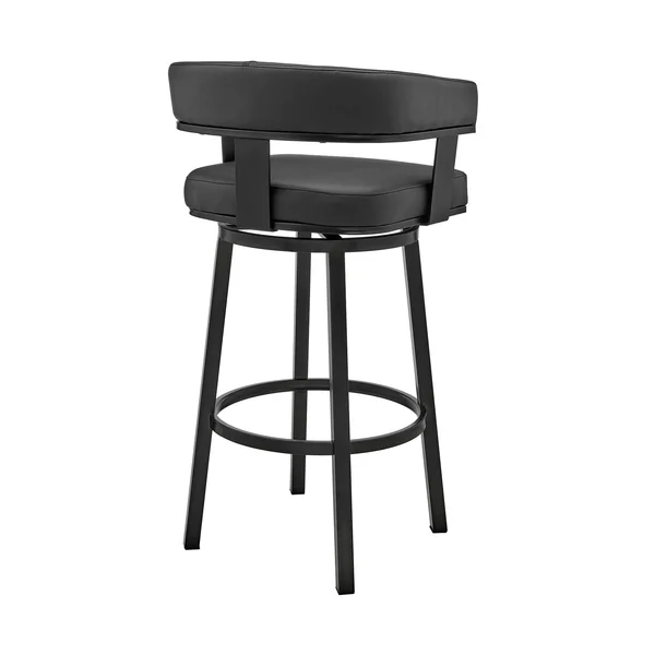 30x22 Cohen Barstool with Black Faux Leather Black Finish - Armen Living