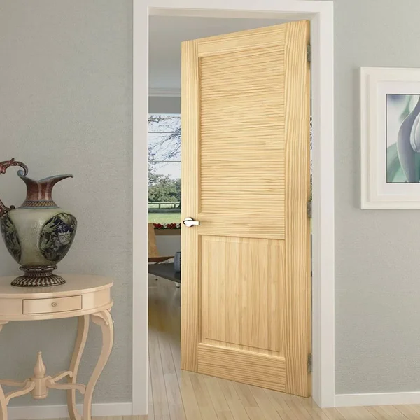 Kimberly Bay Louvered Solid Wood Unfinished Slab Standard DOOR - White