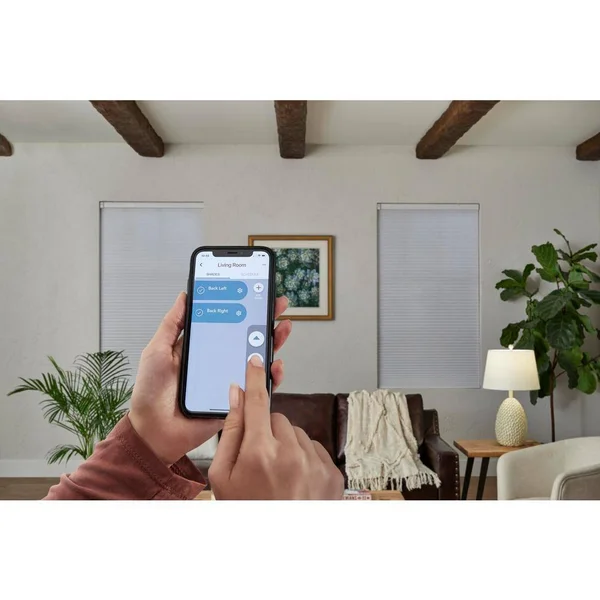 Home Decorators Collection White Cordless Blackout Motorized Cellular Shade - 26.75 in. W x 48 in. L - Winter White