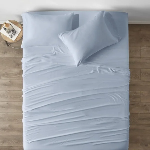 Becky Cameron Premium Rayon from Bamboo 4 Piece Luxury Bed Sheet Set (Queen - Light Blue)