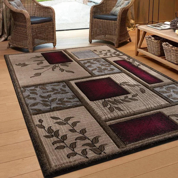 MDA Home Glamour Brown/Red Polypropylene Area Rug - 8&1x22 x 10&5x22