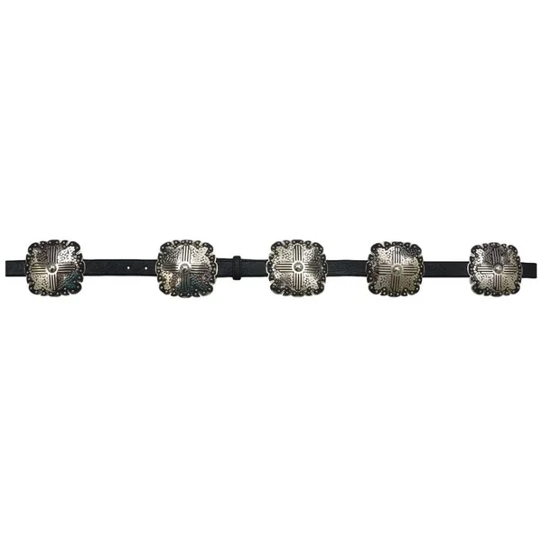 Angel Ranch Western Belt Womens Embossed Square Conchos A3660 Black