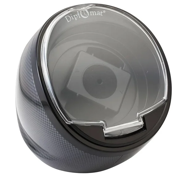 Diplomat Economy Carbon Fiber Pattern Single Watch Winder with New 4 Program Bi-Directional Smart IC Timer Control - Unisex, Gray