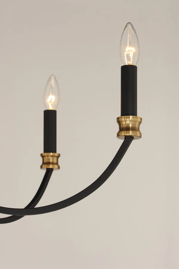 Maxim Charlton 9-Light Chandelier - Black - Antique Brass - 11377BKAB