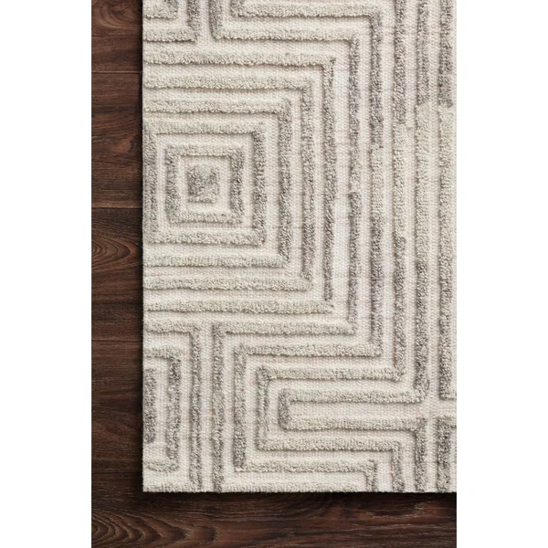 Alexander Home Kanarra Hand-Tufted Diamond Farmhouse Wool Area Rug - 9&3x22 x 13& - Grey, Silver