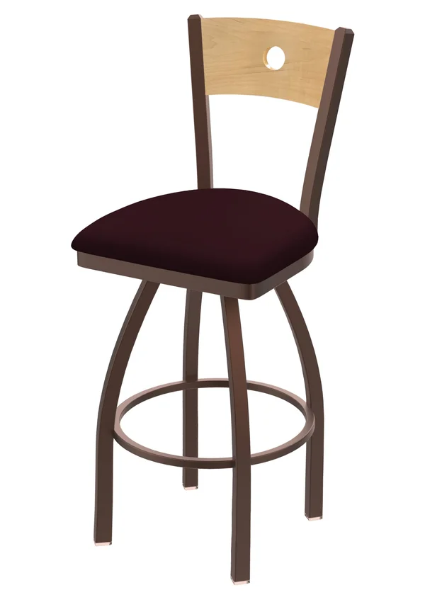 Holland Bar Stool 830 Voltaire 25x22 Swivel Counter Stool with Bronze Finish - Natural Back