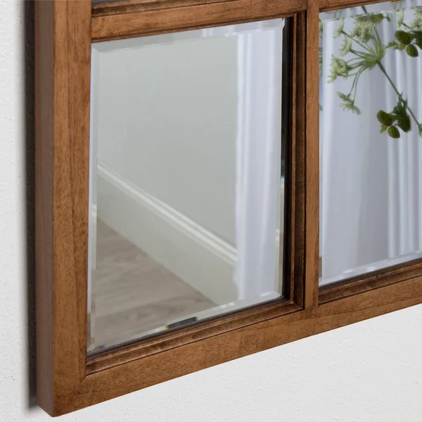 Kate and Laurel Hogan 9 Windowpane Wood Wall Mirror (26X32 - Brown)