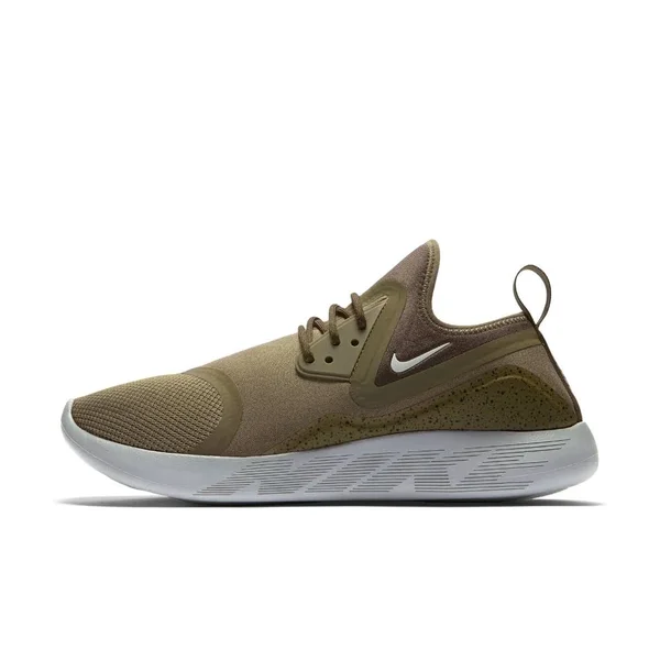 Nike Men's Lunarcharge Essential Ankle-High Fabric Running Shoe - Medium Olive, Light Bone-Black
