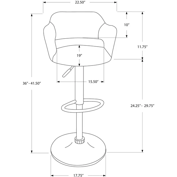 Barstool Metal Hydraulic Lift Adjustable Gray - EveryRoom