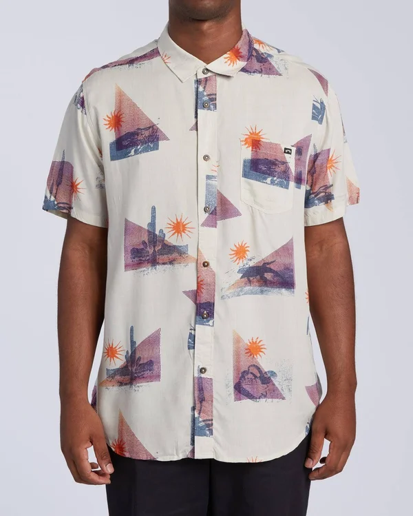 Billabong Sundays Floral Short Sleeve Shirt - Stone, Medium