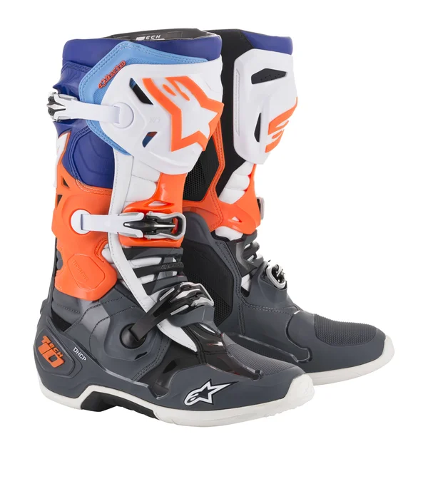 Alpinestars Tech 10 Boots - Grey/Orange/Blue