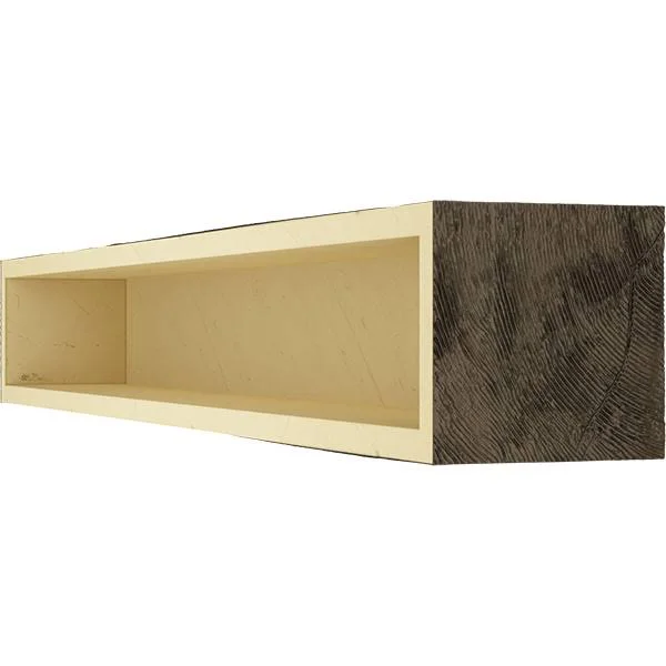 Ekena Millwork MANURS04X06X60ZW 4x22H x 6x22D x 60x22W Rough Sawn Faux Wood Fireplace Mantel - Premium Walnut