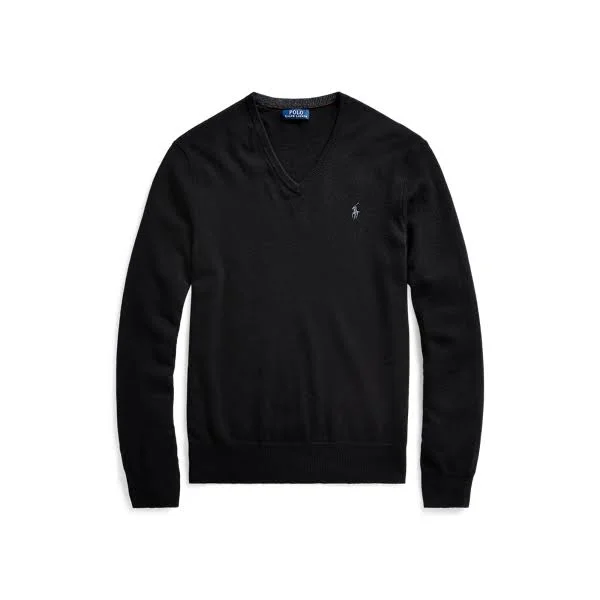Polo Ralph Lauren Big & Tall Washable Merino Wool V-Neck Sweater Men's Clothing Polo Black : XLT