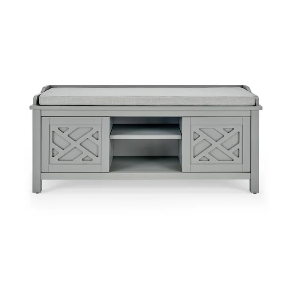 Alaterre Furniture Coventry Gray 45x22W Wood Storage Bench with Cushion