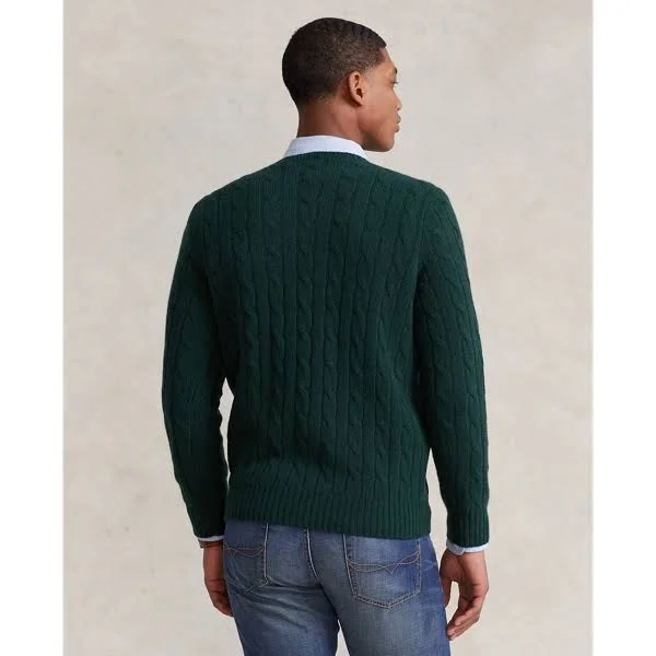 Ralph Lauren Men's Cable-Knit Cashmere Sweater - Size M in Hunt Club Green