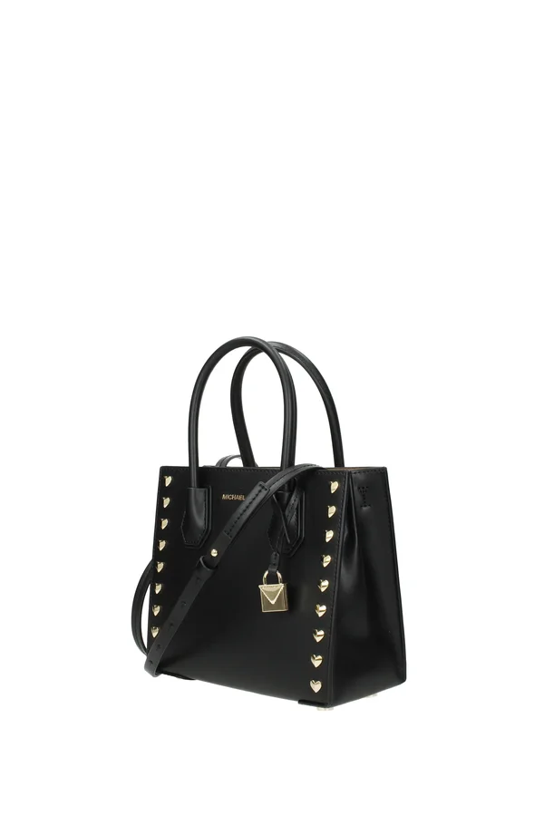Michael Kors Mercer Medium Heart Studded Messenger Bag (Black)