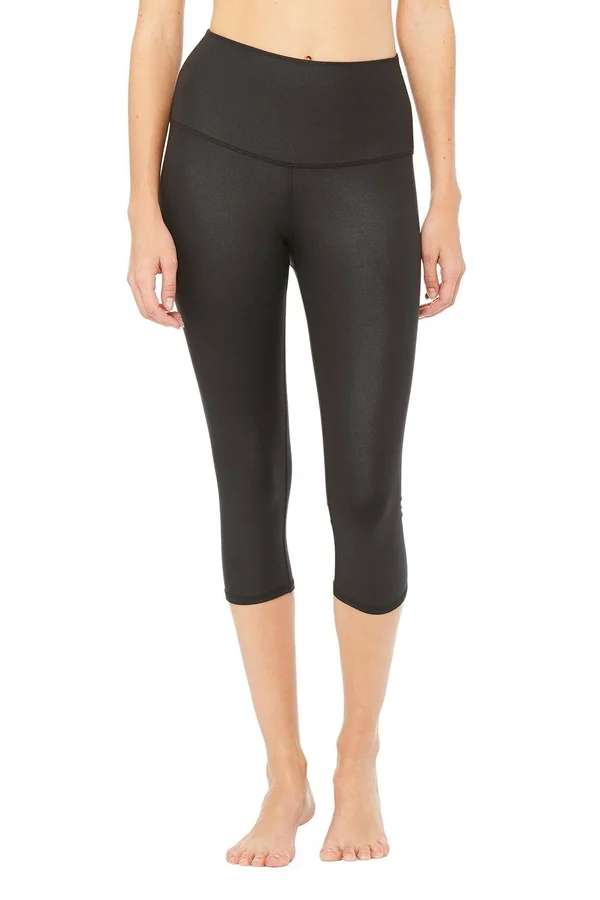 Alo High Waist Airbrush Capris (White) Women's Capri