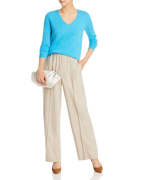 C by Bloomingdale&s V-Neck Cashmere Sweater - 100% Exclusive - x Small, Marled Plum