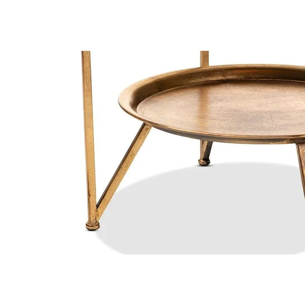 Baxton Studio Tamsin Modern and Contemporary Antique Gold Finished Metal and Mirrored Glass Accent Table with Tray Shelf