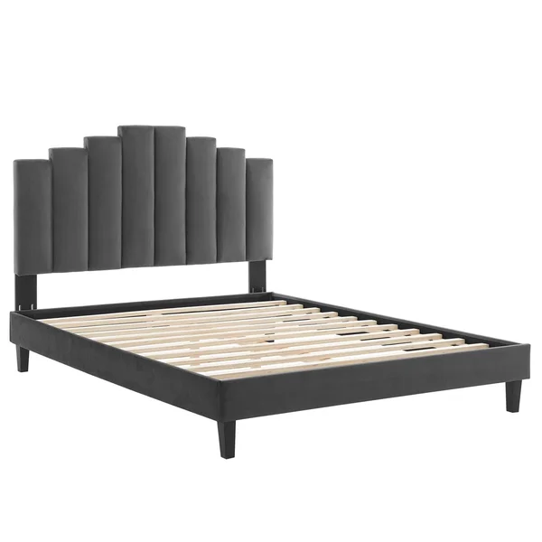 Modway Elise Full Performance Velvet Platform Bed MOD-6877, Light Gray