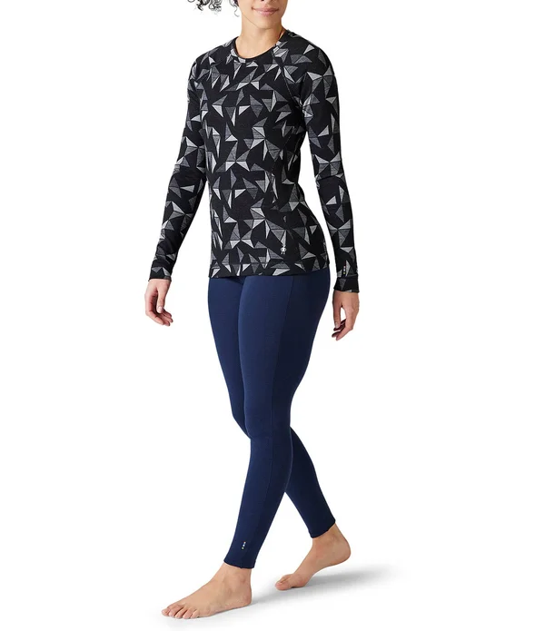 Smartwool Merino 250 Baselayer Pattern Crew - Women's Black Pinwheel, L