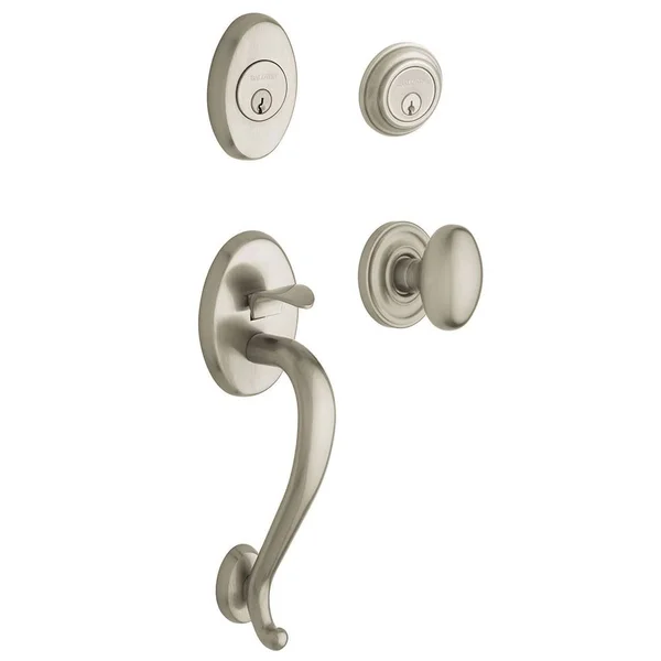 Baldwin Logan Double Cylinder Sectional Handleset Egg Knob Satin Nickel