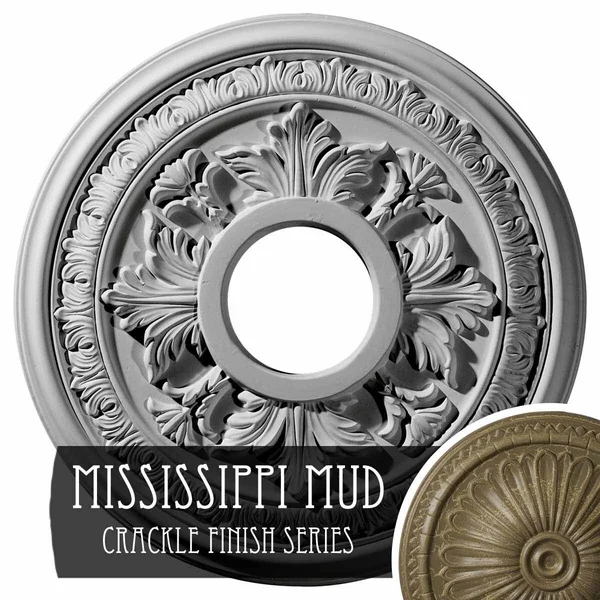 15 3/8x22OD x 4 1/4x22ID x 1 1/2x22P Baltimore Ceiling Medallion (Fits Canopies Up to 5 1/2x22) - Hand-Painted Mississippi Mud Cr