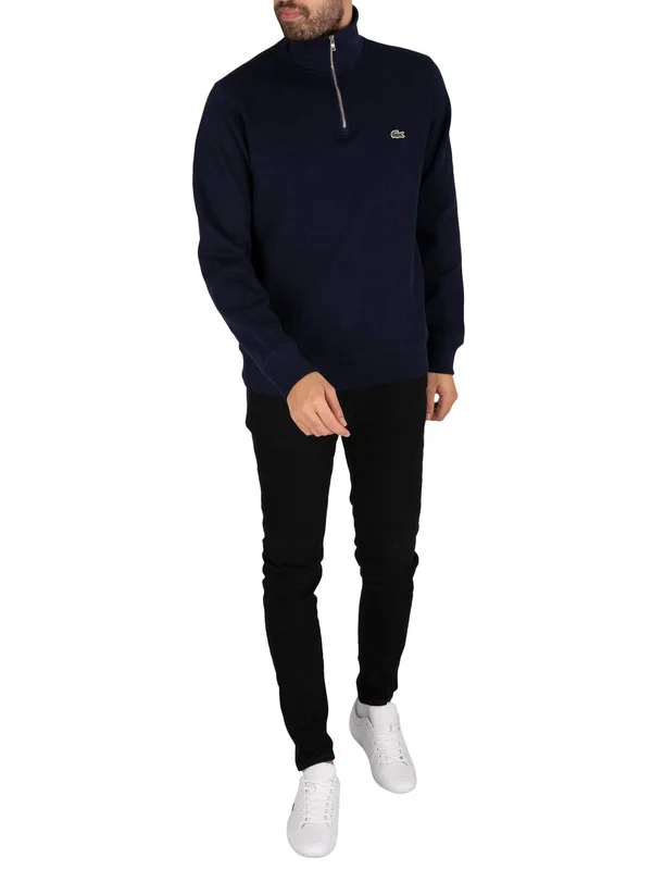 Lacoste Half Zip Logo Sweatshirt Navy