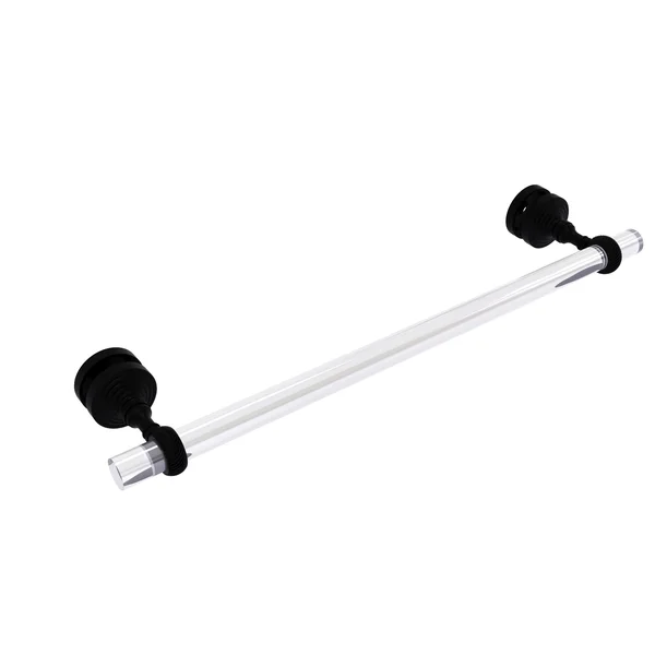 Pacific Grove Collection Shower Door Towel Bar with Twisted Accents - Matte Black, 18 inch