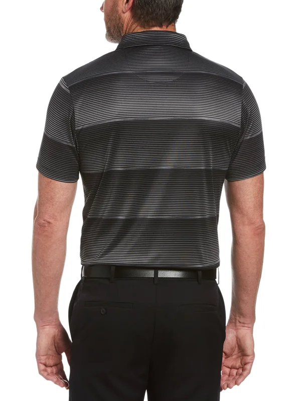 PGA Tour Men's Faded Space Dye Striped Short Sleeve Golf Polo Shirt