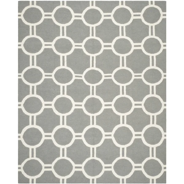 Safavieh 9& x 12& Dhurries DHU636B Grey - Ivory Rug